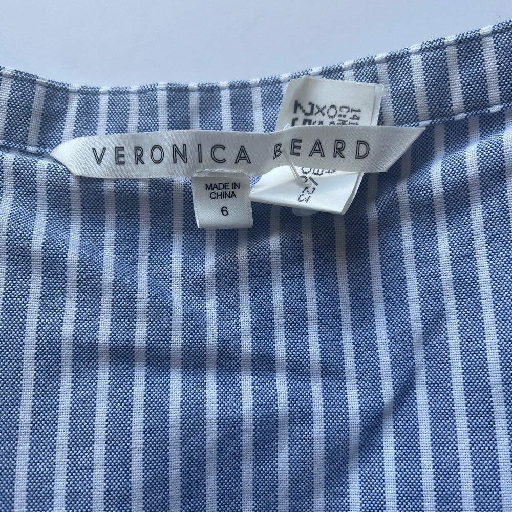 Veronica Beard Grant Multiway  Striped Ruffle Cold Shoulder Cocktail Blouse Top - Picture 10 of 11